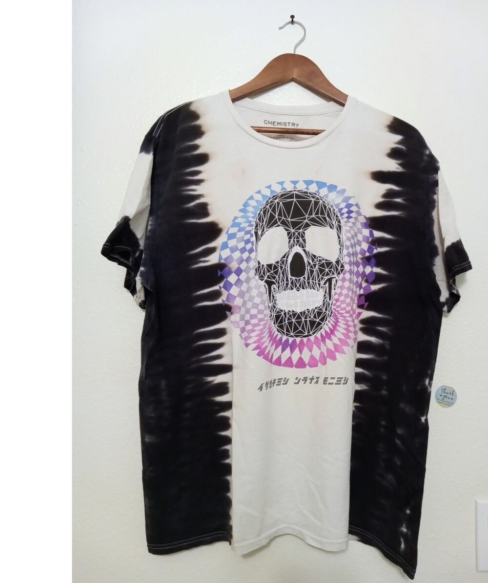 Chemistry Geometric Skull Tie Dye Graphic Tee Shirt Goth Punk Streetwear SZ 2X